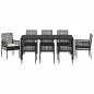 Preview: 9-teiliges Gartendining-Set Schwarz Poly Rattan