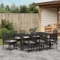 Preview: 9-teiliges Gartendining-Set Schwarz Poly Rattan