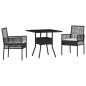 Preview: 3-teiliges Garten-Esszimmer-Set Schwarz Poly Rattan