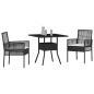 Preview: 3-teiliges Garten-Esszimmer-Set Schwarz Poly Rattan