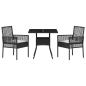 Preview: 3-teiliges Garten-Esszimmer-Set Schwarz Poly Rattan