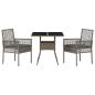 Preview: 3-teiliges Garten-Esszimmer-Set Grau Poly Rattan