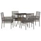 Preview: 5-teiliges Garten-Esszimmer Set Grau Poly Rattan