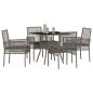 Preview: 5-teiliges Garten-Esszimmer Set Grau Poly Rattan