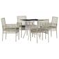 Preview: 5-teiliges Garten-Esstischset Hellgrau Poly Rattan