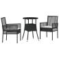 Preview: 3-teiliges Garten Esszimmer Set Schwarz Poly Rattan