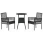 Preview: 3-teiliges Garten Esszimmer Set Schwarz Poly Rattan