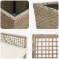 Preview: 3-tlg. Garten-Bistroset mit Kissen Beige Poly Rattan