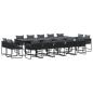 Preview: 19-teiliges Garten-Dining-Set mit Kissen aus schwarzem Stahl und Poly-Rattan