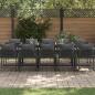 Preview: 19-teiliges Garten-Dining-Set mit Kissen aus schwarzem Stahl und Poly-Rattan