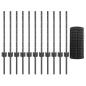 Preview: Eurozaun mit 11 U-Posten Grau 0.6x25 m Stahl
