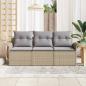 Preview: 3-teiliges Garten-Sofa-Set mit Kissen Beige Poly-Rattan
