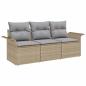 Preview: 3-teiliges Garten-Sofa-Set mit Kissen Beige Poly-Rattan