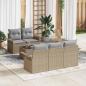 Preview: ARDEBO.de - 6-teiliges Garten Sofa Set mit Kissen Beige Poly Rattan