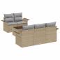 Preview: 6-teiliges Garten Sofa Set mit Kissen Beige Poly Rattan