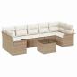 Preview: 8-teiliges Garten-Sofa-Set mit Kissen Beige Poly Rattan