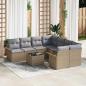 Preview: ARDEBO.de - Gartensofa-set mit Kissen 9 pcs Beige Poly-Rattan