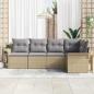 Preview: 5-teiliges Garten-Sofa-Set mit Kissen Beige Poly Rattan