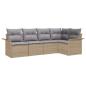 Preview: 5-teiliges Garten-Sofa-Set mit Kissen Beige Poly Rattan