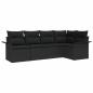 Preview: 5-teiliges Garten-Sofa-Set mit Kissen Schwarz Poly-Rattan