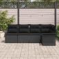 Preview: 5-teiliges Garten-Sofa-Set mit Kissen Schwarz Poly-Rattan