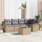 Preview: ARDEBO.de - 6-teiliges Garten Sofa Set mit Kissen Schwarz Poly Rattan