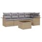 Preview: 6-teiliges Garten Sofa Set mit Kissen Schwarz Poly Rattan