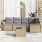 Preview: 6-teiliges Garten Sofa Set mit Kissen Schwarz Poly Rattan