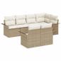 Preview: 7-teiliges Garten-Sofa-Set mit Kissen Beige Poly Rattan