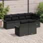 Preview: 7-teiliges Garten-Sofa Set mit Kissen Schwarz Poly Rattan