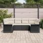 Preview: 6-teiliges Garten-Sofa-Set mit Kissen Schwarz Poly-Rattan