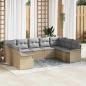 Preview: ARDEBO.de - 9 Teile Garten Sofa Set mit Kissen Beige Poly Rattan