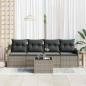 Preview: 5-teiliges Garten Sofa Set mit Kissen Grau Poly Rattan, 2-Sitzer Garten Sofa mit Kissen Grau Poly Rattan