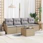 Preview: ARDEBO.de - 5-teiliges Garten Sofa Set mit Kissen Beige Poly Rattan, 2-Sitzer Garten Sofa mit Kissen Beige Poly Rattan