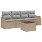 Preview: 5-teiliges Garten Sofa Set mit Kissen Beige Poly Rattan, 2-Sitzer Garten Sofa mit Kissen Beige Poly Rattan