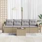 Preview: 5-teiliges Garten Sofa Set mit Kissen Beige Poly Rattan, 2-Sitzer Garten Sofa mit Kissen Beige Poly Rattan