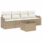 Preview: 5-teiliges Garten Sofa Set mit Kissen Beige Poly Rattan, 2-Sitzer Garten Sofa mit Kissen Beige Poly Rattan