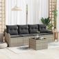 Preview: ARDEBO.de - 5-teiliges Garten Sofa Set mit Kissen Hellgrau Poly Rattan, 2-Sitzer Garten Sofa mit Kissen Hellgrau Poly Rattan