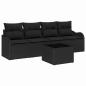 Preview: 5-teiliges Garten Sofa Set mit Kissen Schwarz Poly Rattan, 2-Sitzer Garten Sofa mit Kissen Schwarz Poly Rattan