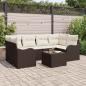 Preview: ARDEBO.de - 7-teiliges Garten Sofa Set mit Kissen Braun Poly Rattan, 2-Sitzer Garten Sofa mit Kissen Braun Poly Rattan