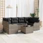 Preview: ARDEBO.de - 7-teiliges Garten-Sofa-Set mit Kissen Grau Poly Rattan, 2-Sitzer Garten-Sofa mit Kissen Grau Poly Rattan