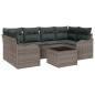 Preview: 7-teiliges Garten-Sofa-Set mit Kissen Grau Poly Rattan, 2-Sitzer Garten-Sofa mit Kissen Grau Poly Rattan