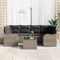 Preview: 7-teiliges Garten-Sofa-Set mit Kissen Grau Poly Rattan, 2-Sitzer Garten-Sofa mit Kissen Grau Poly Rattan