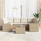 Preview: ARDEBO.de - 7-teiliges Garten Sofa Set mit Kissen Beige Poly Rattan, 2-Sitzer Garten Sofa mit Kissen Beige Poly Rattan