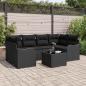 Preview: ARDEBO.de - 7-teiliges Garten-Sofa-Set mit Kissen Schwarzes Poly-Rattan, 2-Sitzer Garten-Sofa mit Kissen Schwarzes Poly-Rattan