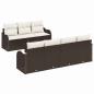 Preview: 8-teiliges Garten Sofa Set mit Kissen Braun Poly Rattan, 2-Sitzer Garten Sofa mit Kissen Braun Poly Rattan