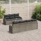 Preview: 8-teiliges Garten Sofa Set mit Kissen Grau Poly Rattan, 2-Sitzer Garten Sofa mit Kissen Grau Poly Rattan