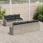 Preview: 8-teiliges Garten Sofa Set mit Kissen in Hellgrau Poly Rattan, 2-Sitzer Garten Sofa mit Kissen in Hellgrau Poly Rattan