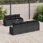 Preview: 8-teiliges Garten Sofa Set mit Kissen schwarzes Poly Rattan, 2-Sitzer Garten Sofa mit Kissen schwarzes Poly Rattan