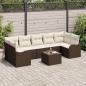 Preview: ARDEBO.de - 8-teiliges Garten Sofa Set mit Kissen Braun Poly Rattan, 2-Sitzer Garten Sofa mit Kissen Braun Poly Rattan